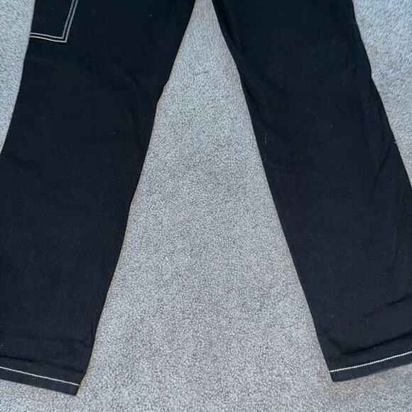 DICKIES BLACK RELAXED FIT CARPENTER PANTS - WITH LOGO BELT - EUC - JUNIOR 7 / 28 - Picture 8 of 12